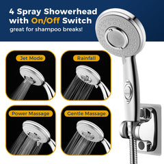 KLLEYNA Shower Head Hose Attachment for Sink/Tub Faucet - ON/OFF Jets Sprayer for Dog Wash/Bathtub Cleaning/Baby Bath/Hair Rinse, Tap Extender Water Nozzle for Bathroom Kitchen Utility Garden Basement