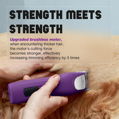 FuzzyFix Professional Dog Clippers for Grooming - 2 Speed Pet Grooming Kit for Thick Curly Matted Coats - Low Noise Heavy Duty Cordless Hair Trimmer with Detachable Metal Blade