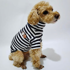 IMDOUBLEDOU turtleneck dog shirt back view shows classic striped pattern.