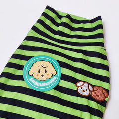 IMDOUBLEDOU turtleneck dog shirt green striped back view shows cozy coverage