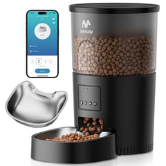 IMIPAW Automatic Cat Feeder front view shows scheduled meals and portion control