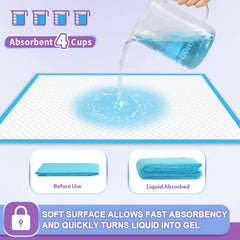 IMMCUTE puppy pads back view of package showing contents and size.
