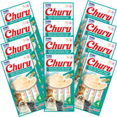 INABA Churu chicken-crab tubes hand-fed for a hydrating treat.