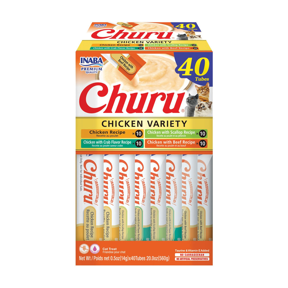INABA Churu chicken-tube closeup for creamy hand feeding.