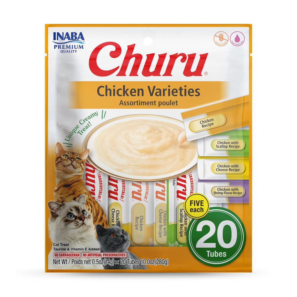 INABA Churu chicken-variety packaging shows product details and branding