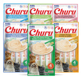 INABA Churu lickable purée tubes packaging highlights grain-free, convenient feeding.