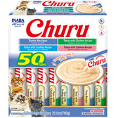 INABA Churu tuna tube front highlights high moisture for hydration with a low-calorie profile