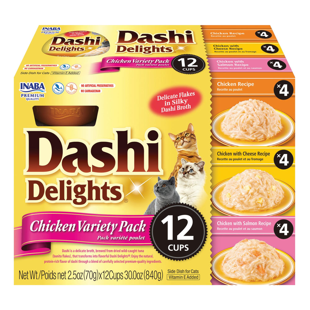Empaque frontal de Inaba Dashi Delights para facilitar la elección.