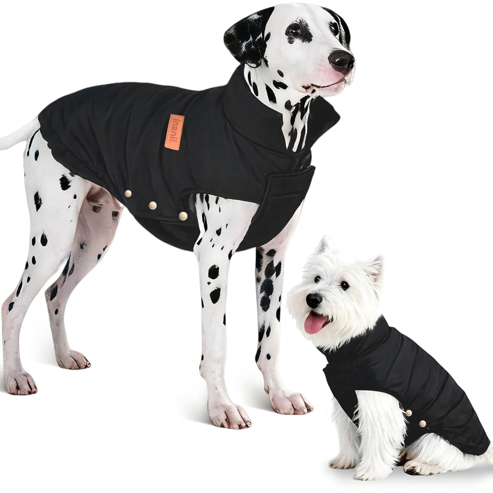 Inanil dog puffer jacket front view keeps small dogs warm on winter walks