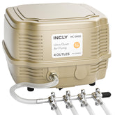 INCLY 7W Ultra Silent air pump front view shows compact, quiet design.