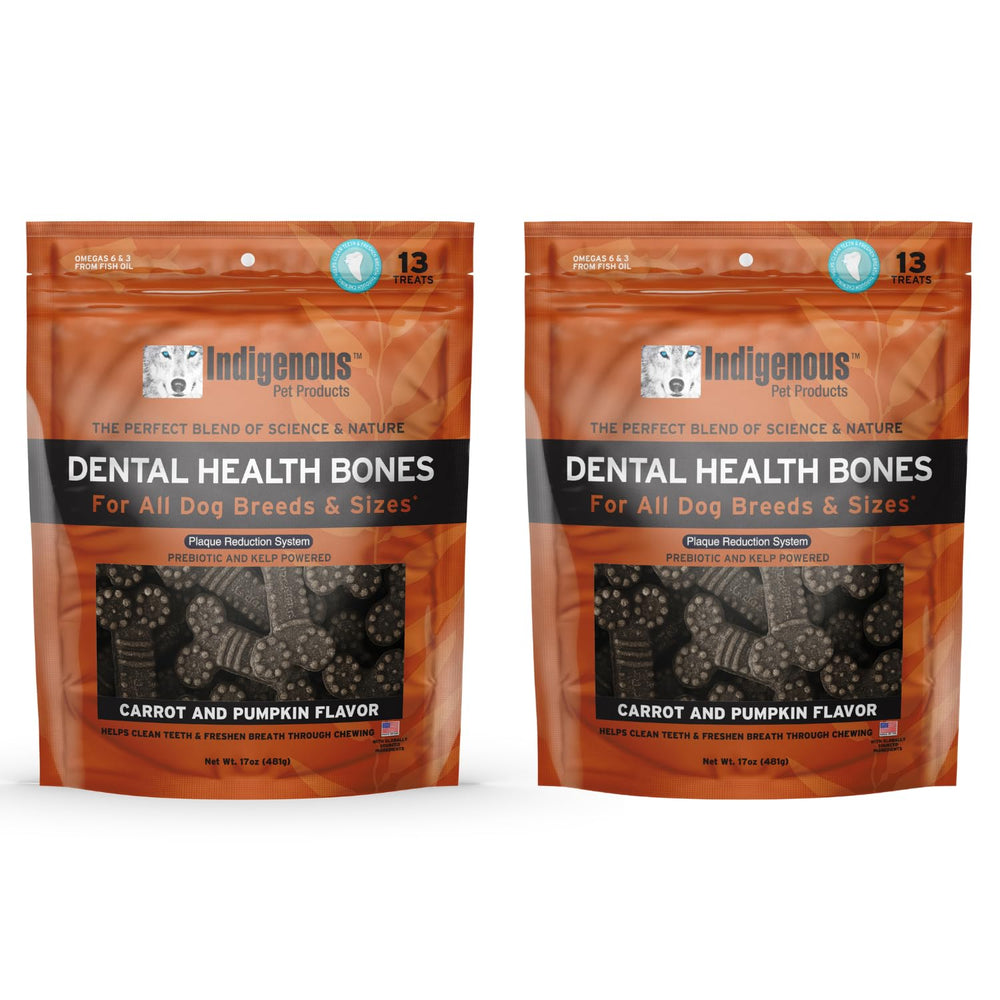 Indigenous Dental Health Bones carrot-pumpkin bag texture supports daily chew.