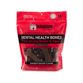 Indigenous Dental Health Bones smoked bacon flavor close-up showing grain-free chews for canine dental care