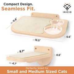 INICIO Cat Wall Shelves features glass bowls for easy cleaning and hygiene