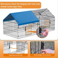INJOPEXI metal chicken coop doors-locking-system demonstrates secure access.