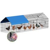 INJOPEXI metal chicken coop front view highlighting secure, spacious outdoor run.