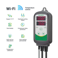 Inkbird WiFi ITC-308 back panel provides easy wiring for setup.