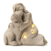 INLOMEM dog memorial sculpture front view with warm LED glow for comforting memories.