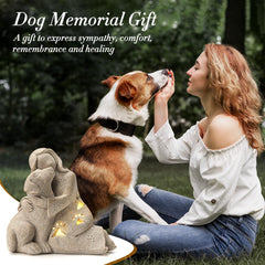 INLOMEM dog memorial sculpture side angle evokes remembrance and serenity on a shelf.