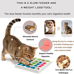 InsRakio cat puzzle feeder side view highlighting compact design for cats