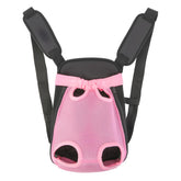 Inspack dog backpack carrier front view for secure hands-free hiking.