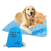 Inspector Tail self-cooling mat blue close-up showing skin-contact cooling comfort.
