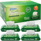 Inspire Naturals pet wipes on paws for clean, deodorized paws.