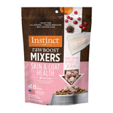 Instinct Raw Boost Mixers packaging highlights grain-free Skin & Coat Health formula.