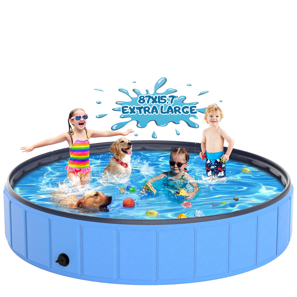 Instraella large foldable dog pool outdoor setup for spacious backyard fun
