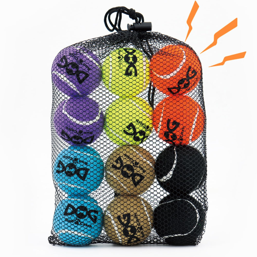 INSUM small tennis balls with squeaker entice interactive play.