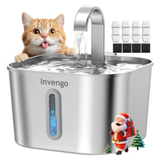 Invengo cat water fountain 2.2L capacity provides hydration for days
