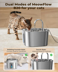 Invengo cat water fountain faucet mode entices drinking