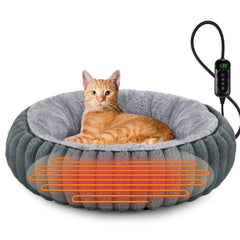 INVENHO heated bed donut top view shows cozy nest for indoor cats and small dogs