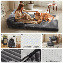 INVENHO Human Dog Bed's cushioned bolster provides head and neck comfort.