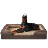 INVENHO XXL orthopedic dog bed left view showing egg-crate foam and bolster support for joints