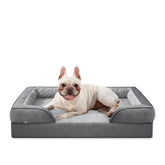 INVENHO orthopedic medium dog bed front view shows secure lounging and neck support.