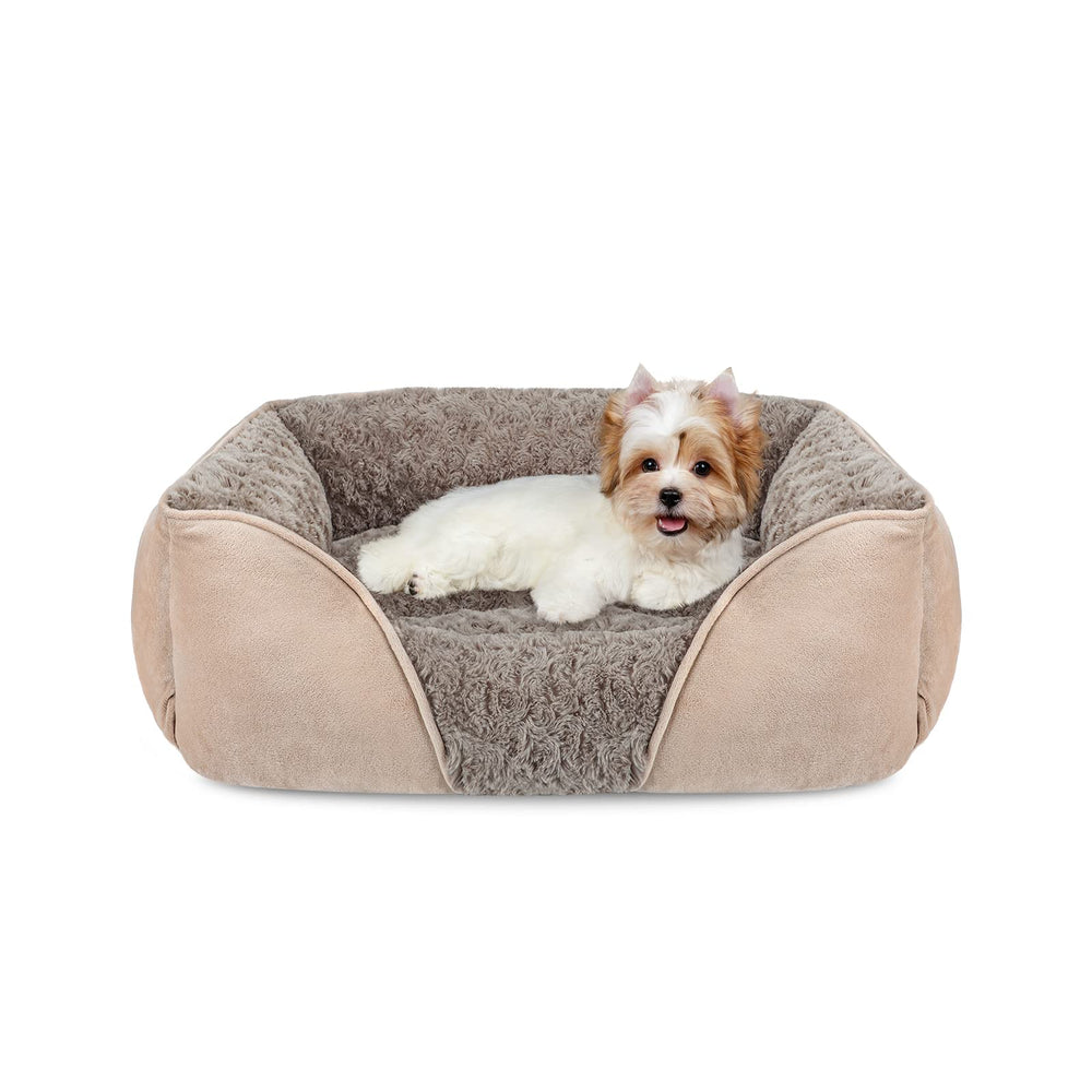 INVENHO Small Dog Bed with edge-raised walls offers head and neck support for restful naps.