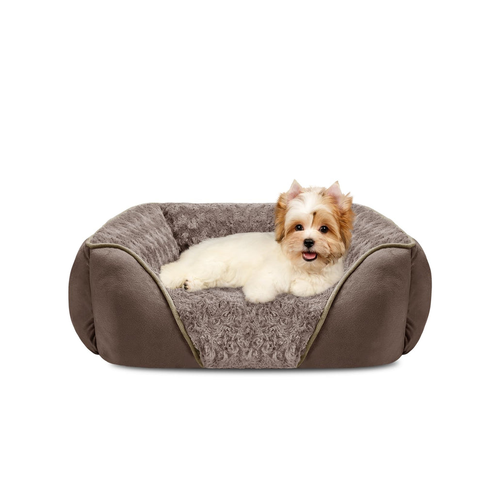 INVENHO small dog bed full view showing rectangle shape and inviting plush support for tiny dogs