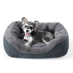 INVENHO Small Dog Bed with soft plush top for calming naps.