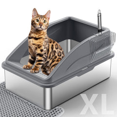 INVENHO stainless steel litter box top view shows roomy interior for large cats