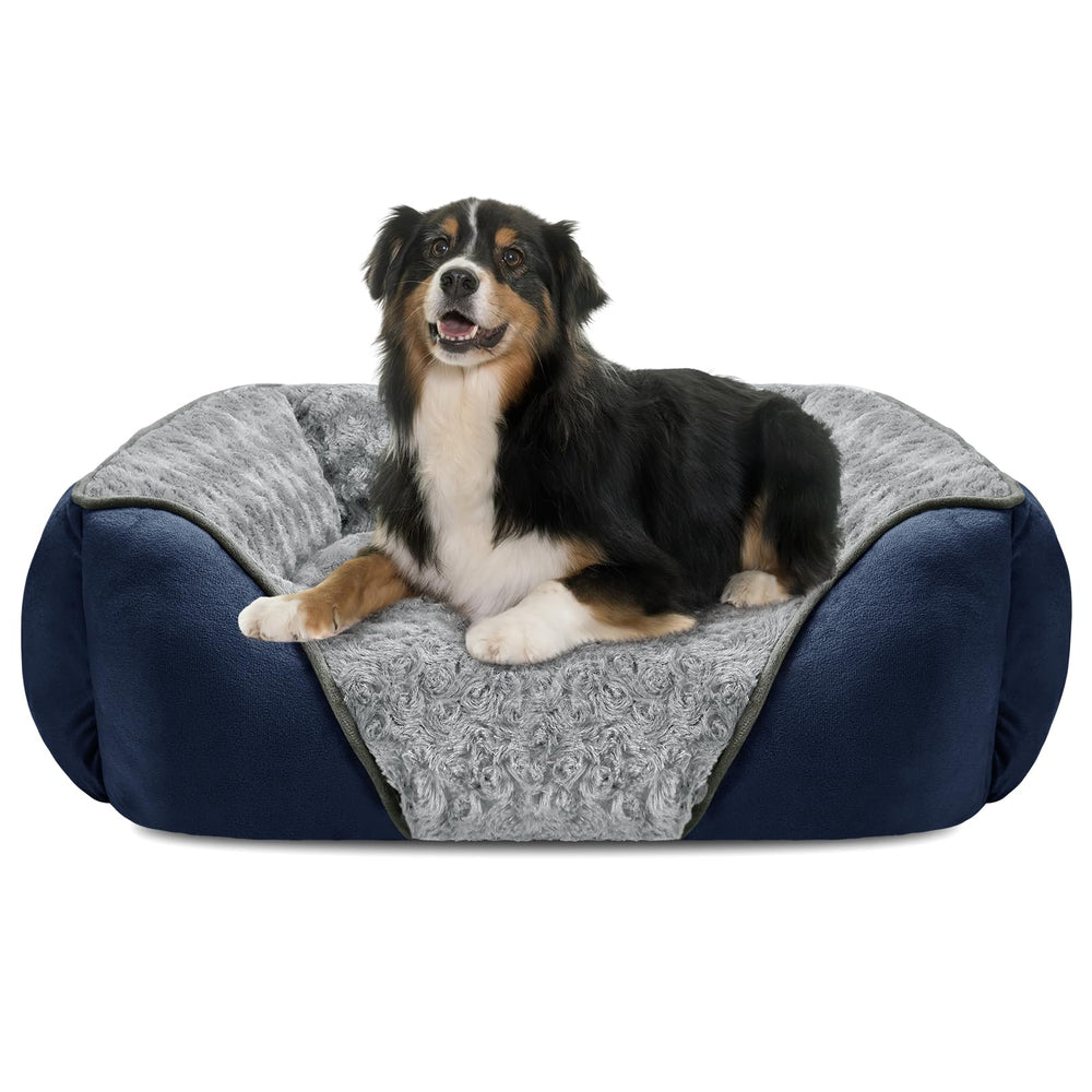 INVENHO X-Large Dog Bed top view showcases rectangular calming base for spacious, restful naps at home