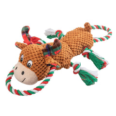 IOKHEIRA Christmas Moose dog toy with festive design for all-sized breeds, ideal for holiday play
