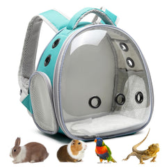 ioview portable travel pet backpack green view, spacious interior for small animals during outings.