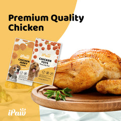 iPaw Tots de Pollo, textura blanda, facilita la masticación durante juegos.