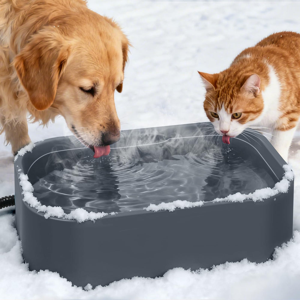 IPOW extra-large heated pet bowl with fast heating for warm water.