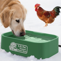 IPOW pet heated water bowl 5.5L outdoors rectangular design supports all-day hydration
