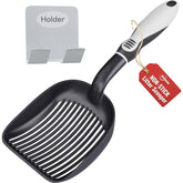 iPrimio metal cat litter scoop with deep shovel for quick clump removal.