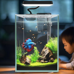ipriro ultra white glass betta tank top-view shows compact space-saving design