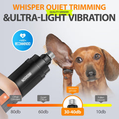 IREDOON dog nail grinder quiet operation reduces pet anxiety.