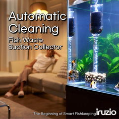 IRUZIO Aquarium Cleaner Medium air-lift suction in action for debris lift.