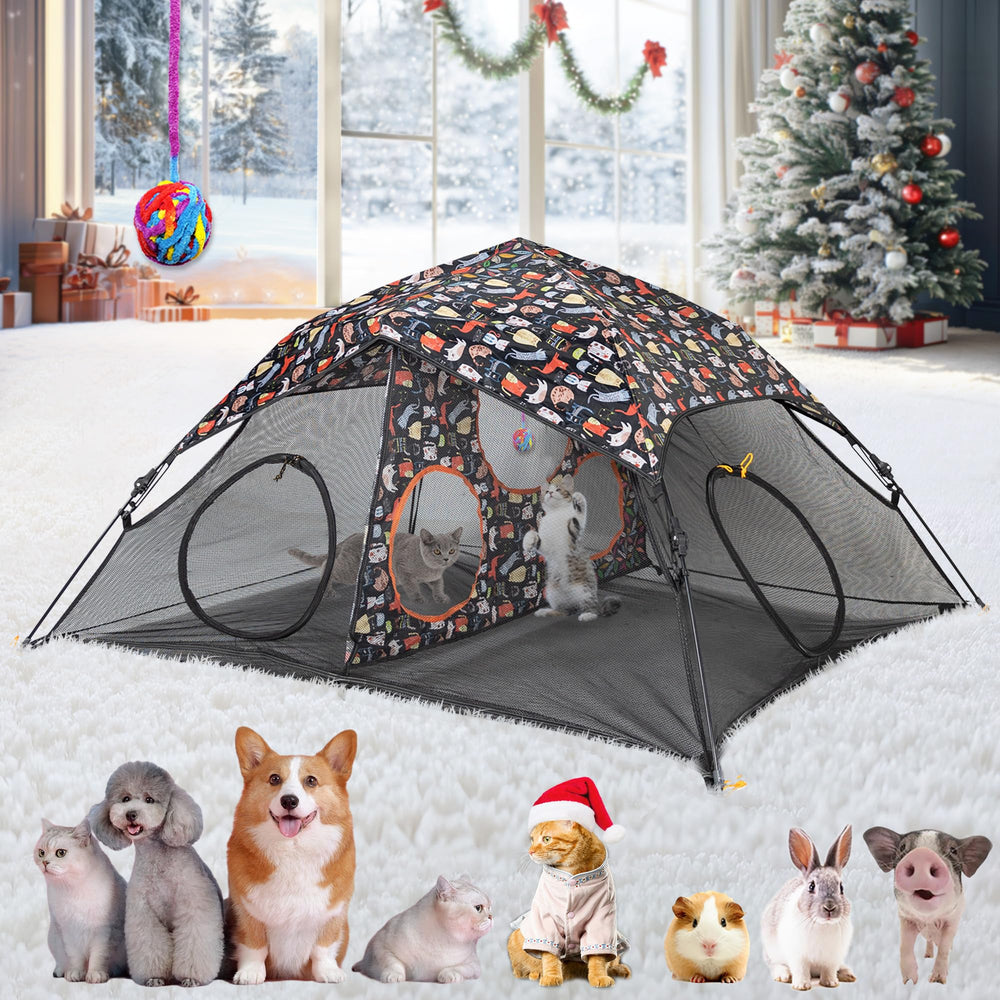 ITENT Outdoor Cat Play Tent setup highlights quick, easy assembly for home and travel